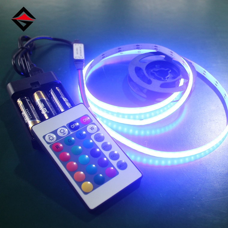 5V RGB COB نے USB 24-KEY ریموٹ کنٹرول اور بیٹری باکس کے ساتھ سٹرپ کی قیادت کی